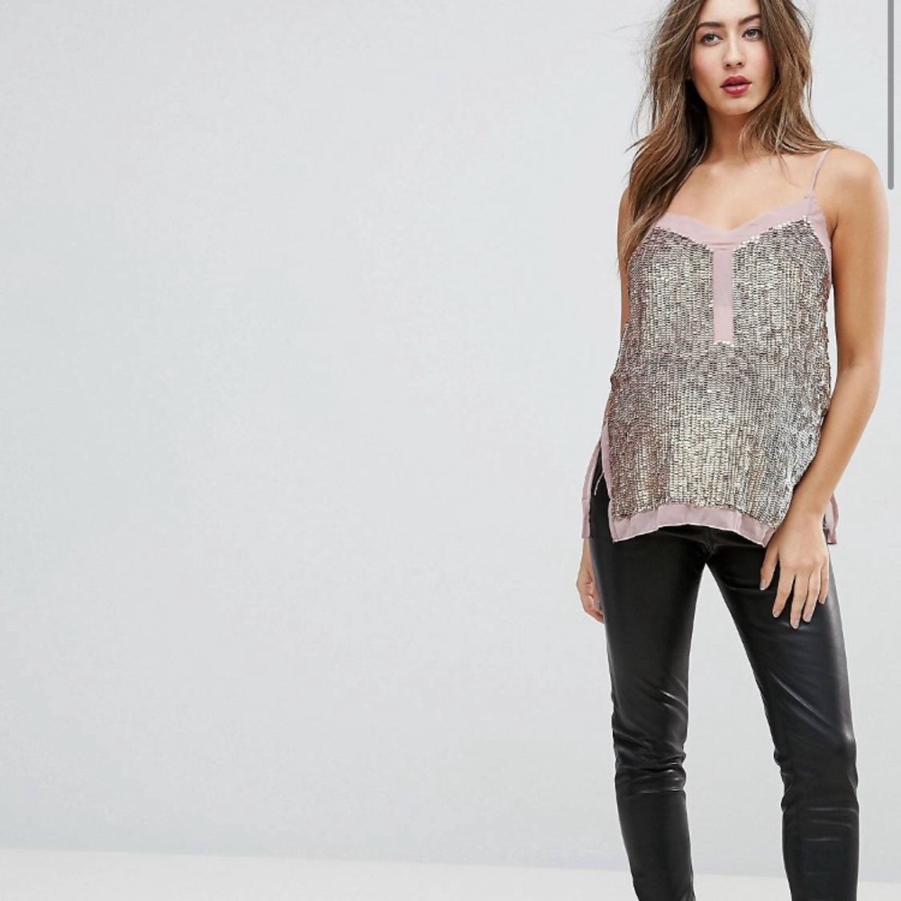 Ink BLUSH silver SEQUIN top tank blouse party 🎉🎉